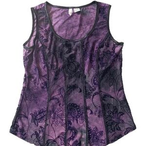 Purple and black Grunge velvet tank